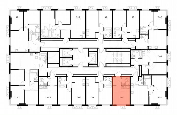 Квартира-студия, 22,4 м², 10/24 эт.