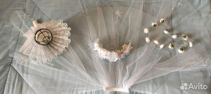 Фата, украшения для причёски, основа для букета