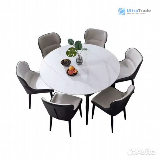 Раздвижной стол и 6 стульев Xiaomi 8H White/Beige