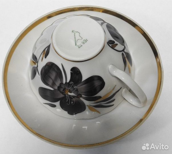 Чайная пара Клеймо Дулево чашечка Блюдце Фарфор
