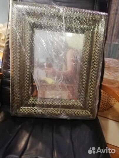Медное зеркало ажурная рама металл 55x45 см новое