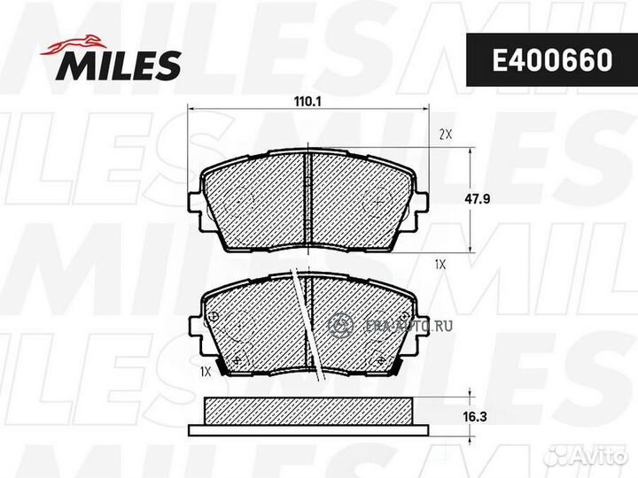 Miles E400660 Колодки тормозные KIA picanto 11- пе