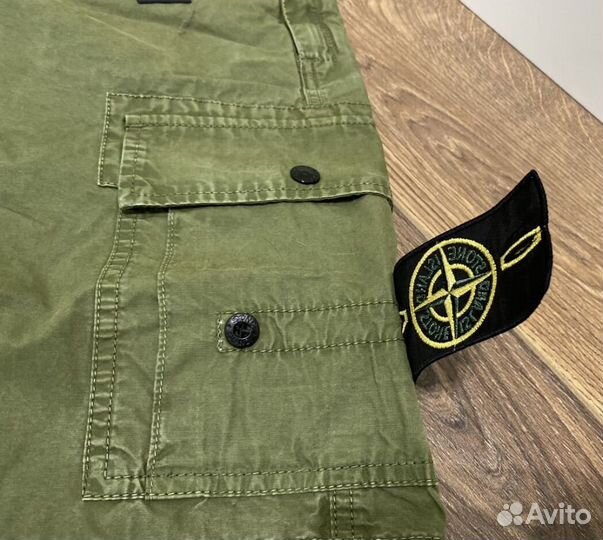 Шорты Stone island карго зелёные 33р