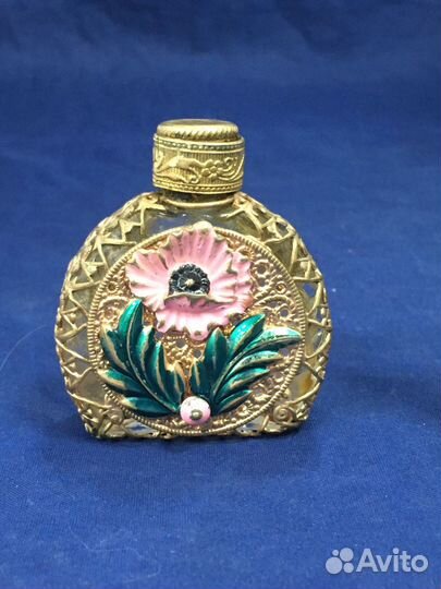 Старинный флакон от духов Чехия позолота
