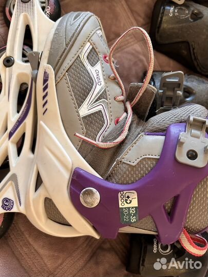 Роликовые коньки Oxelo (р32-35) +защита+шлем