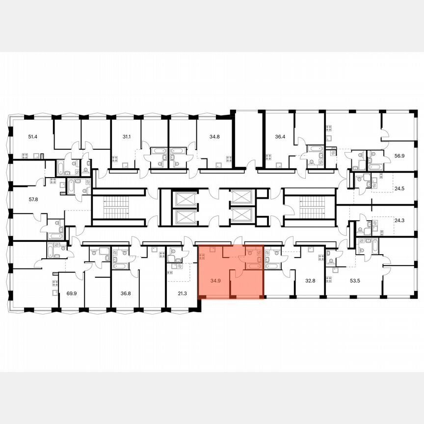 1-к. квартира, 34,9 м², 21/32 эт.