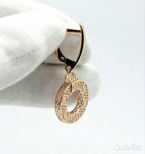 Золотые серьги 585 пробы с подвесками