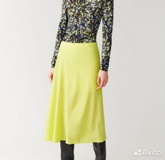 Шелковая юбка COS (цвет лайм)