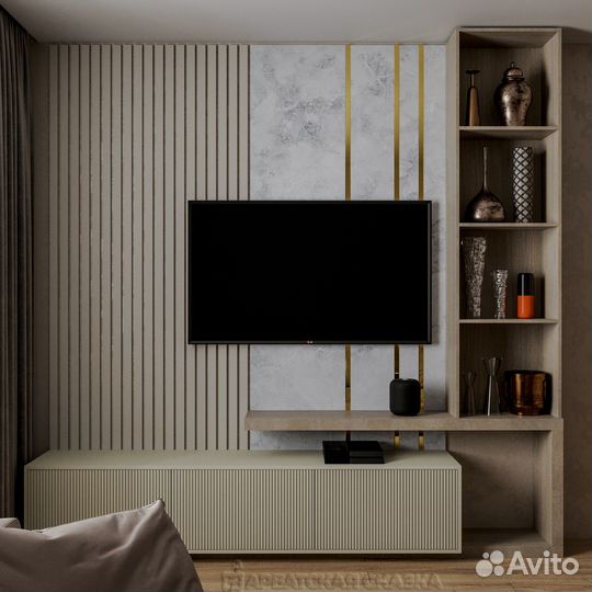 Тумба под тв с полкой(стеллаж) с установкой