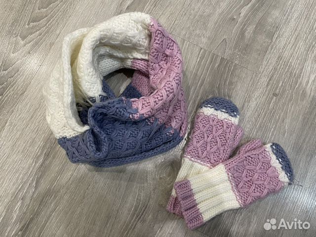 Детский шарф-снуд и варежки, комплект