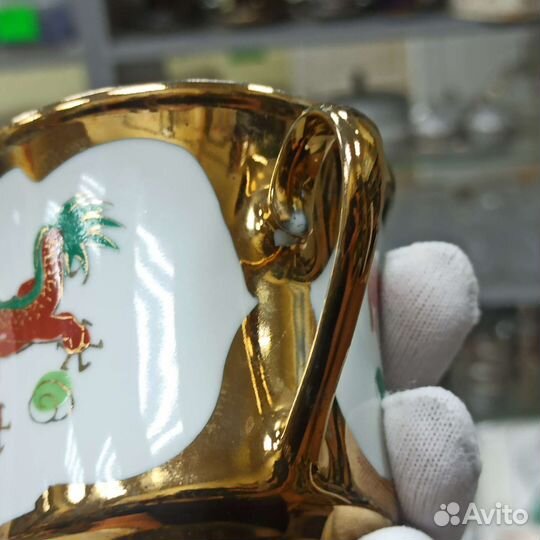 Фарфоровая Чашка Позолота Фарфор Старый Китай