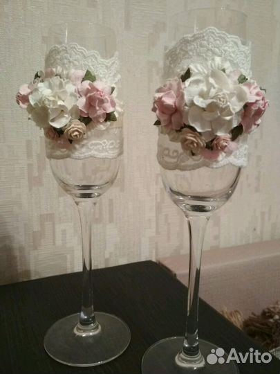 Коробка свадебная для подарков+фужеры