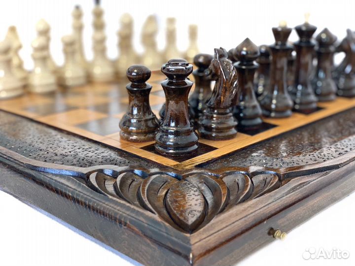 Шахматы резные ручной работы “Узор 5”