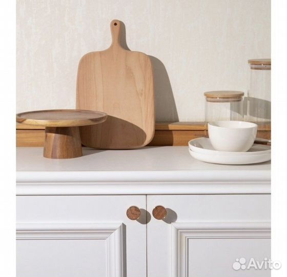 Мебельные ручки латунь и натурально дерево, новые