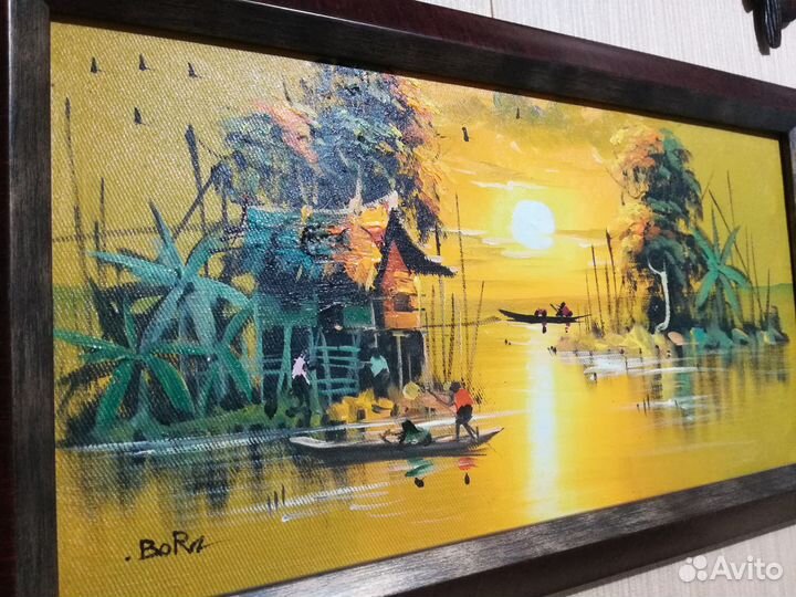 Маска из дерева и картина из Африки