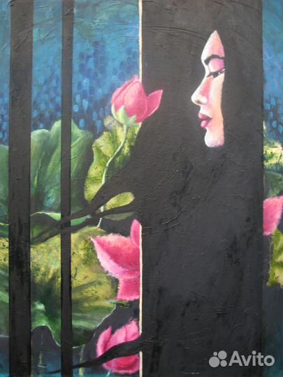 Картина Asian Girl Азиатка Масло, поталь