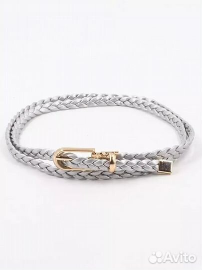 Ремень Узкий плетеный кожный косичка