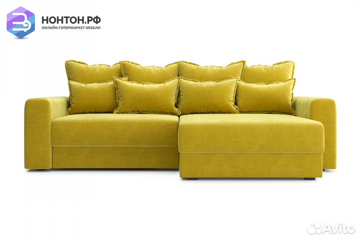 Диван угловой тик-так Омега горчичный