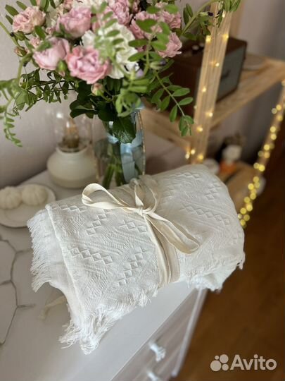 Покрывало плед 180*260 новое белое