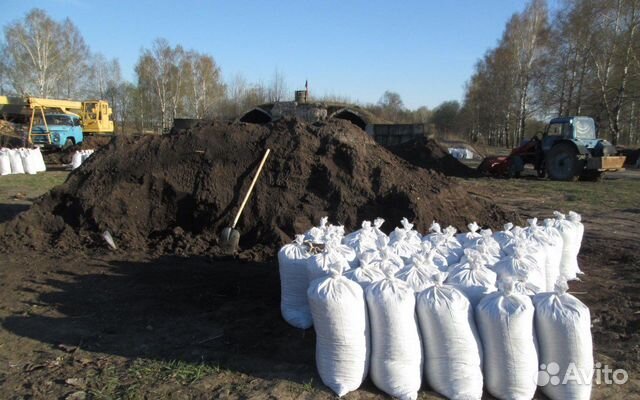 Чернозем плодородный грунт в мешках
