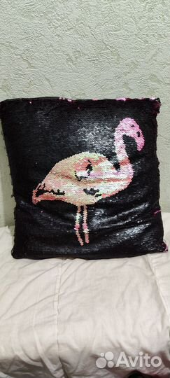 Подушка фламинго переливающияся
