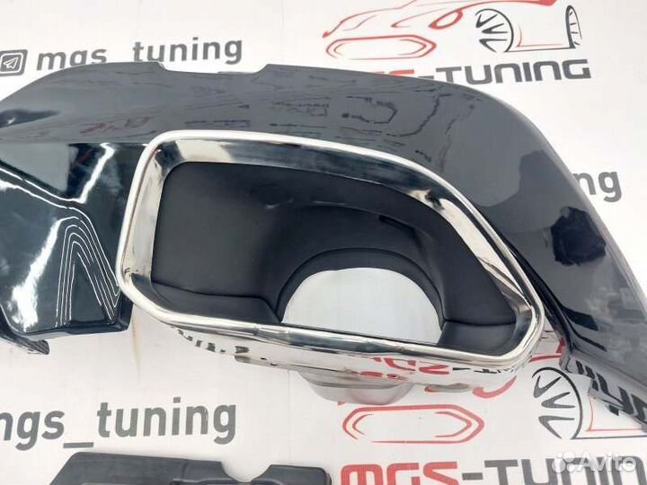 Диффузор бмв 3 G20 340 R под карбон + насадки хром