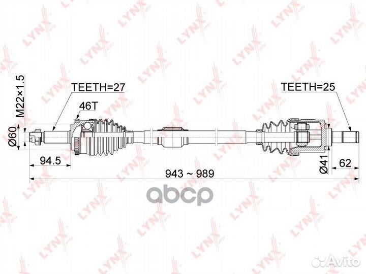 Привод в сборе перед прав KIA cerato (TD) 1