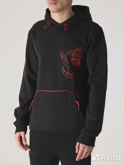 Худи хлопковое с принтом hugo