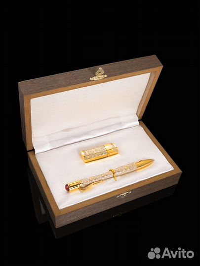 Ручка золотая и флешка 32 гб подарочная набор Офис