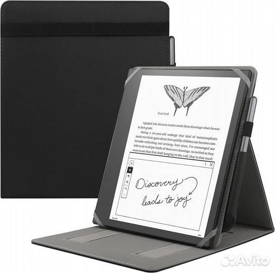 Кожаный чехол для Kindle Scribe Black/Blue