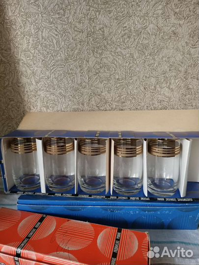 Наборы стопок и стаканы, чешское стекло, Bohemia