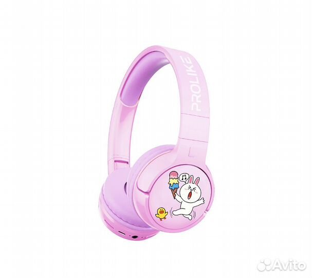 Наушники Prolike беспроводные детские, светло-розо