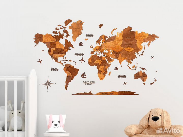 Деревянная карта мира