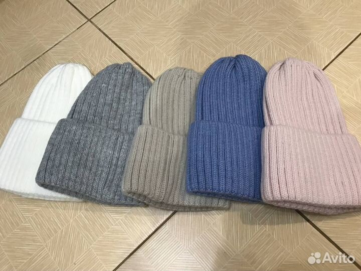 Шапка вязанная двойная с отворотом