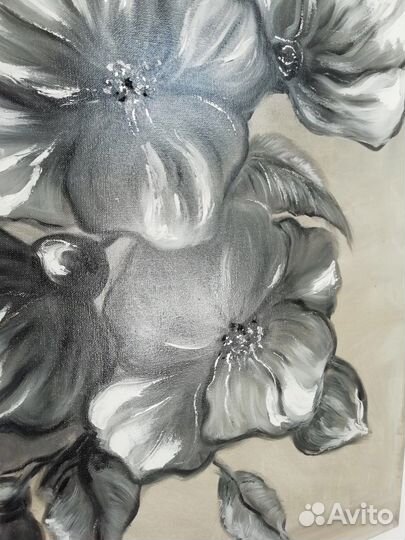 Интерьерная Картина маслом на холсте цветы