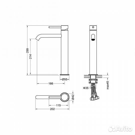 Смеситель для раковины 215, без донного клапана A