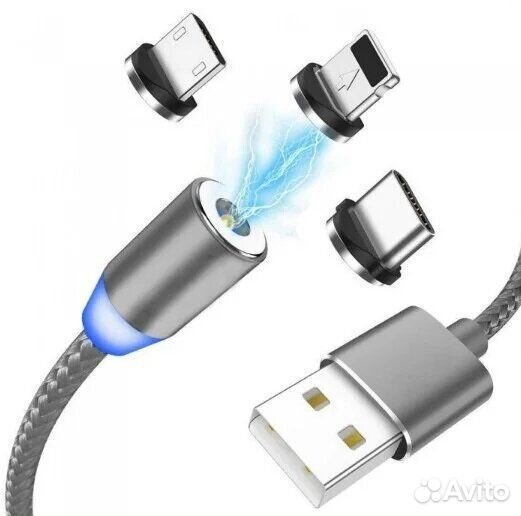 Магнитный кабель 3в1 USB/Micro USB/Lightning