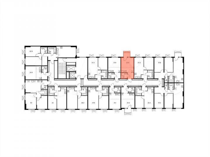 Квартира-студия, 22,5 м², 6/9 эт.