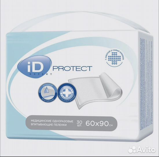 Пеленки впитывающие iD Protect, 60 х 90 см, 30 шт