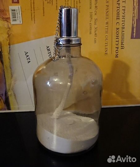 Масляная лампа-бутылка, стекло, 11х22см