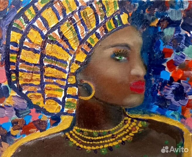 Картина с африканкой на холсте