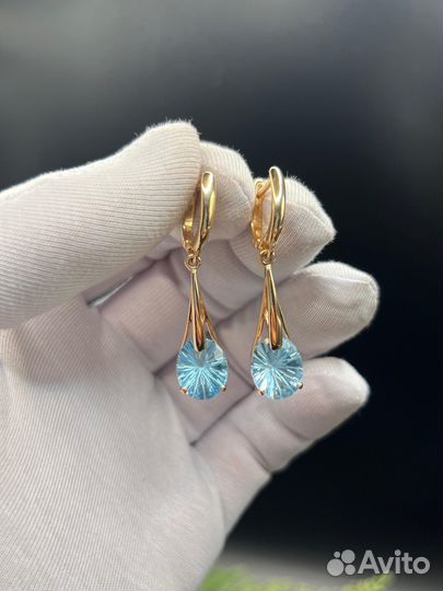 Золотые Серьги 585* 7,50гр С Топазом