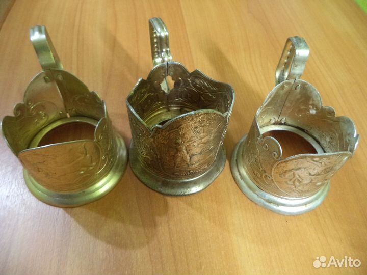 Подстаканники СССР алюминий. 3 штуки