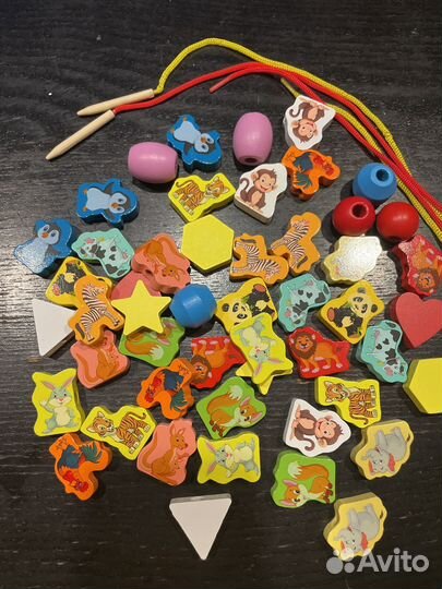 Деревянная шнуровка бусы для детей