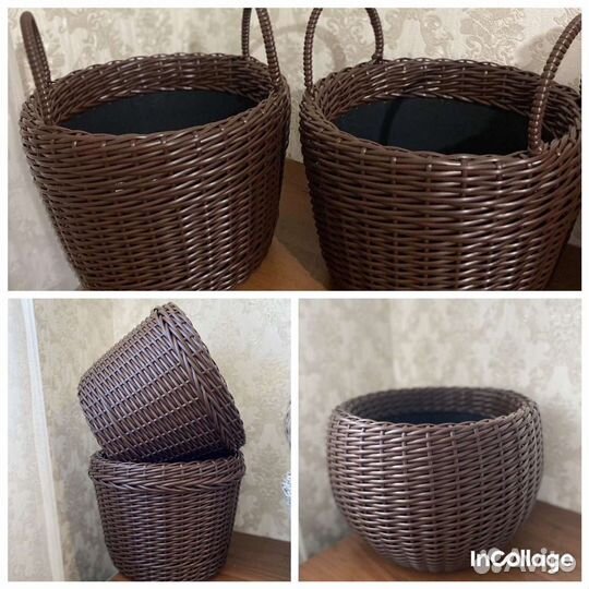 Кашпо из искусственного ротанга