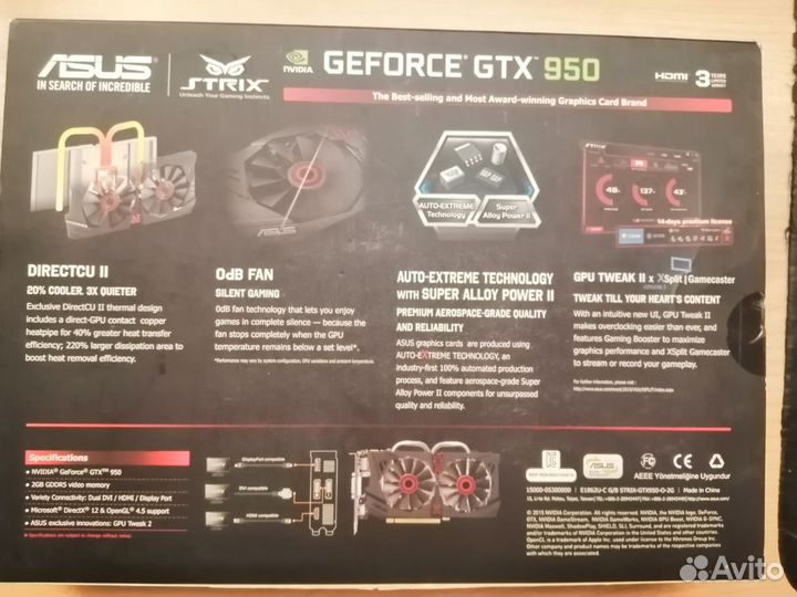 Видеокарта asus geforce GTX 950 2GB OC edition