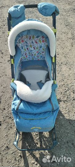 Детские санки коляска с колесами