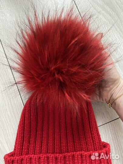 Комплект шапка+шарф шерсть меринос натур.помпон