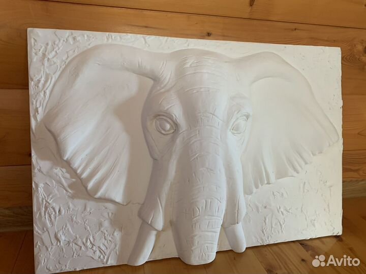 Панно на стену «Слон» барельеф (гипс)