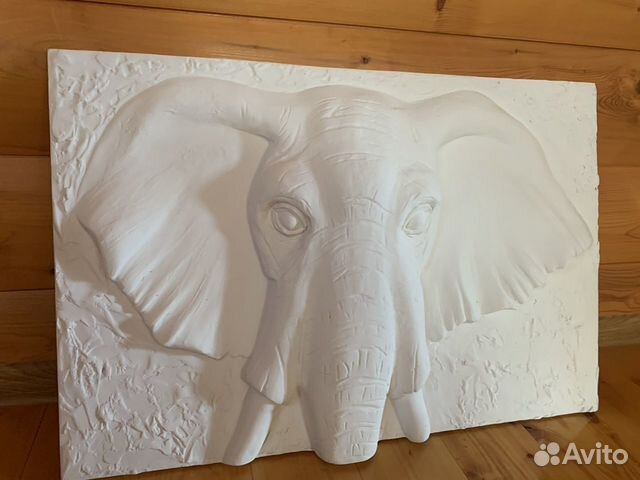Панно на стену «Слон» барельеф (гипс)
